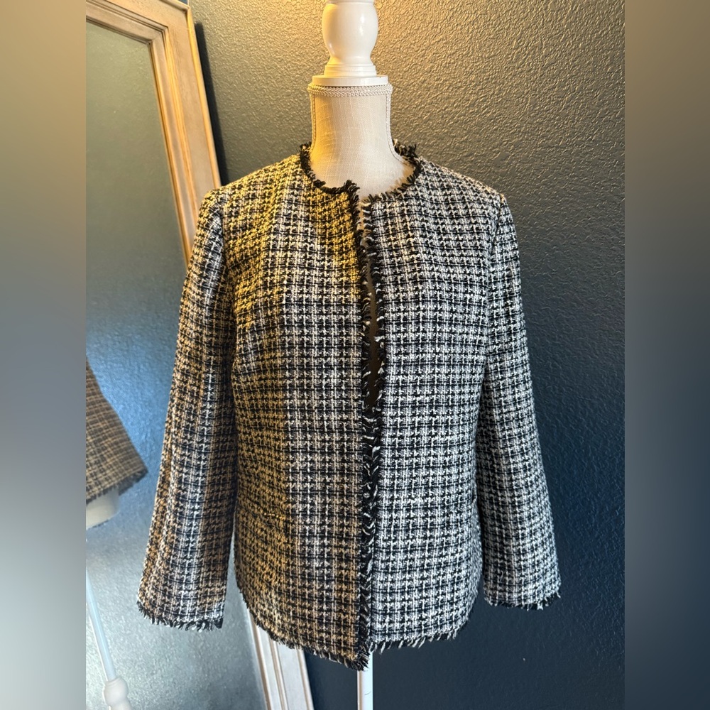 Women's Black and White Tweed Jacket